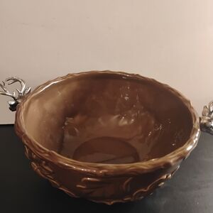 Ashville Mudpie Ceramic Bowl/w Deer Heads Handles